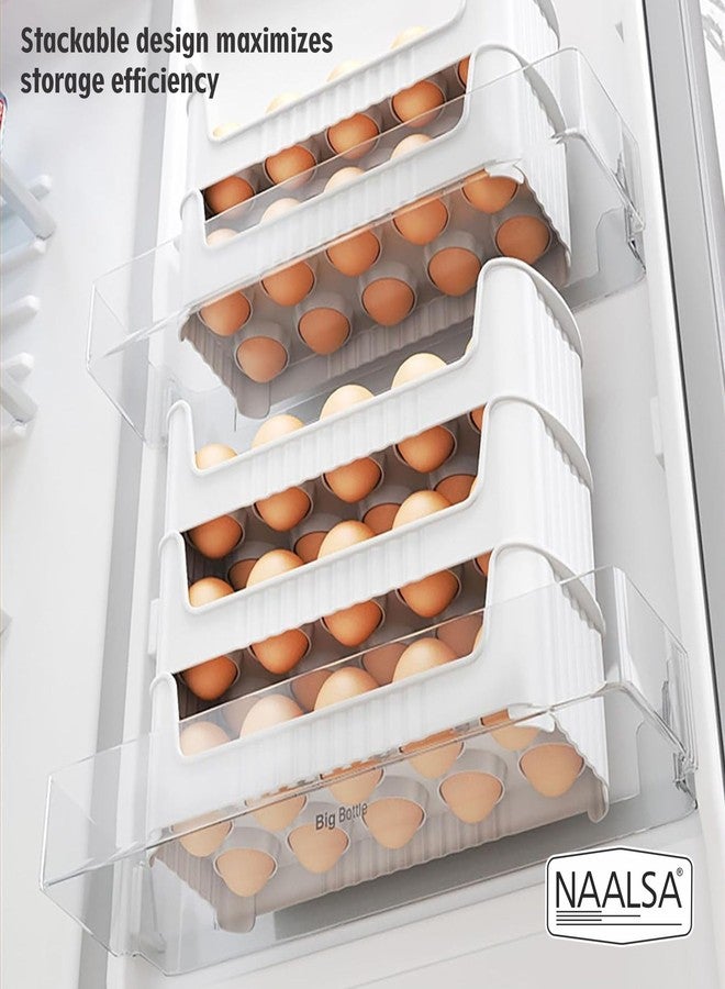 NAALSA ELITE Egg Tray Set of 3 Stackable, 30 Egg Storage, 10 Slots Per Tray, Egg box Space-Saving Organizer for Fridge Side Door, Tabletop & Cabinet, BPA-Free, Durable, Detachable, Freezer Safe - Image 5